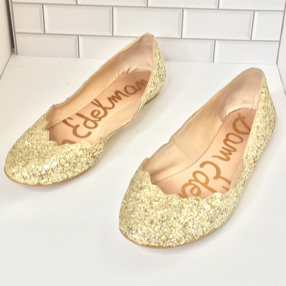 Sam Edelman Shoes - Sam Edelman glittery gold ballet flats 7.5